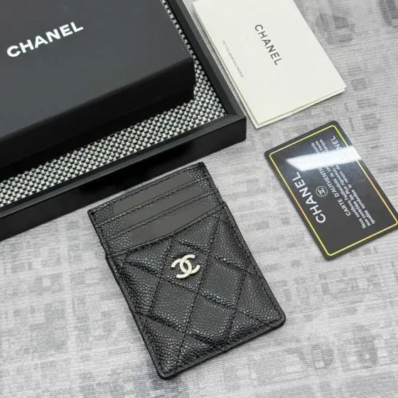Chanel Black caviar card holder Top Quality Replica