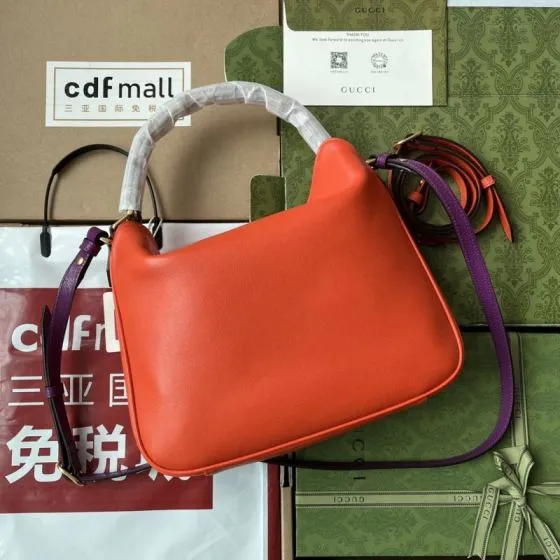 Gucci Orange leather with purple strap shoulder AAA Quality Replica