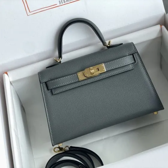 Hermes Mini Kelly Gray mini crossbody Premium Replica