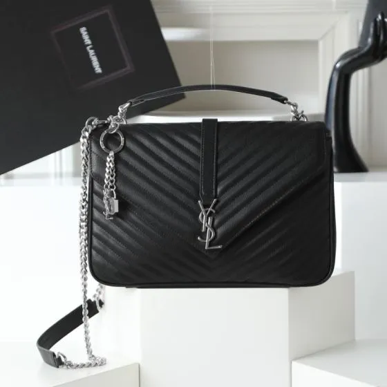 Saint Laurent College Black 24x20x8 5cm shoulder — Premium Replica