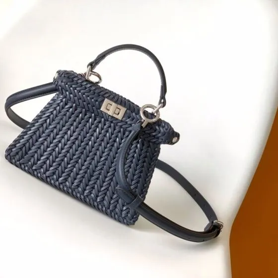 Fendi Peekaboo Blue 33x22x14cm shoulder bag Top Quality Replica