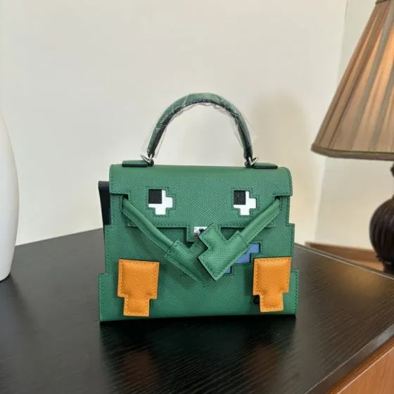 Hermes Mosaic doll bag Green multicolor Epsom leather crossbody Premium Replica