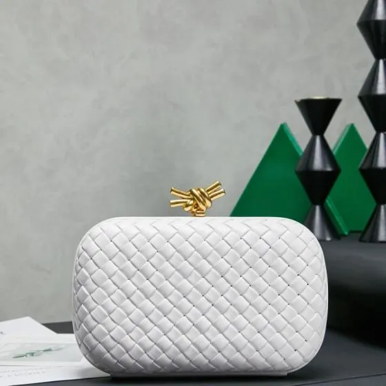 Bottega Veneta White Intrecciato leather 20x12cm clutch Top Quality Replica