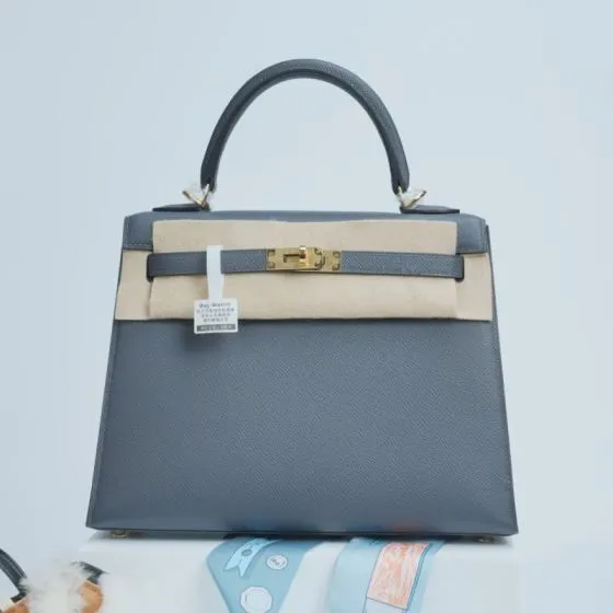 Hermes Kelly Blue-grey Epsom shoulder 1 1 Replica
