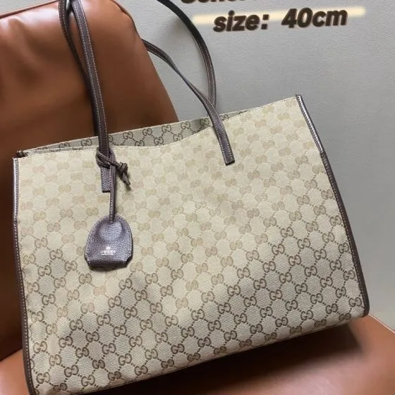 Gucci Generation Beige Ebony GG Canvas 40cm tote 1 1 Replica