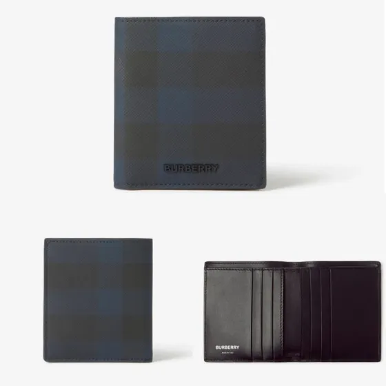 Burberry Navy Charcoal Check wallet on chain AAA Quality Replica