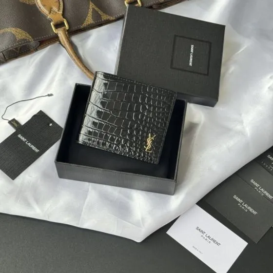 Saint Laurent Black crocodile-embossed everyday Premium Replica