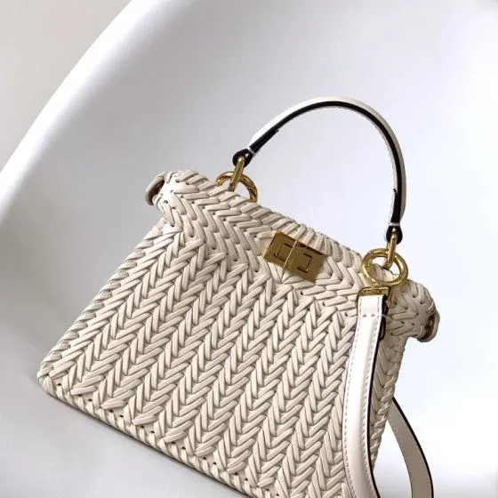 Fendi Peekaboo White 33x22x14cm shoulder bag Premium Replica