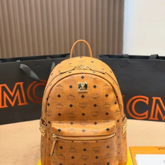 MCM Stark Cognac Visetos 38cm backpack 1 1 Replica