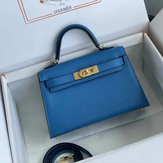 Hermes Kelly Blue mini crossbody 1 1 Replica