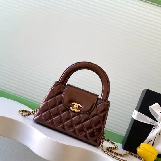 Chanel Kelly Brown quilted leather shoulder Premium Replica