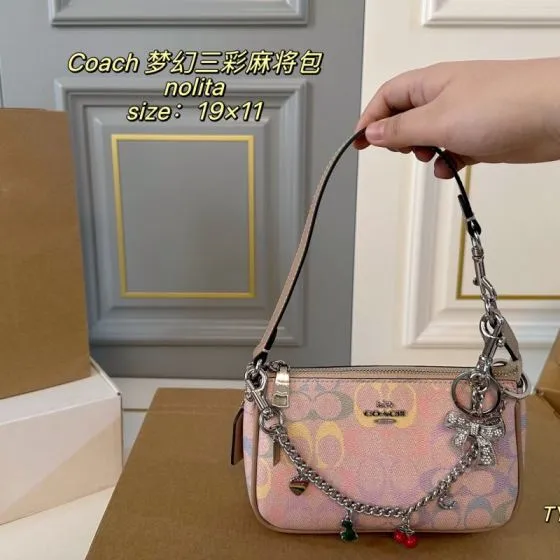 Coach Nolita Pastel multicolor signature coated canvas 19x11cm shoulder Top Quality Replica