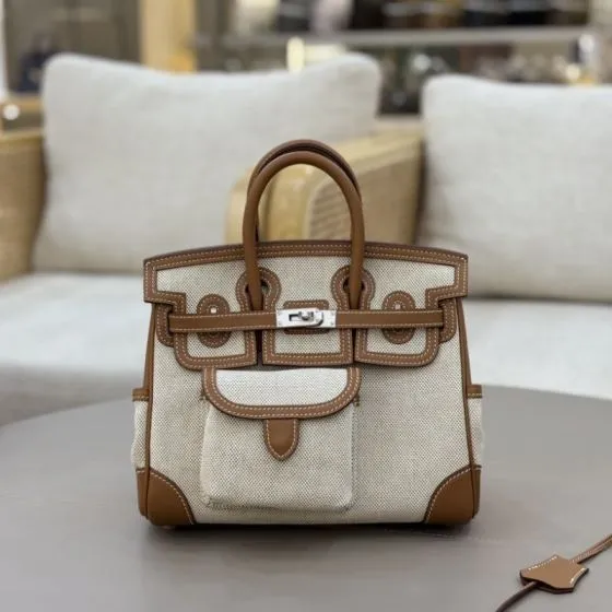 Hermes Cargo Birkin Beige canvas with brown leather 25cm everyday — 1:1 Replica