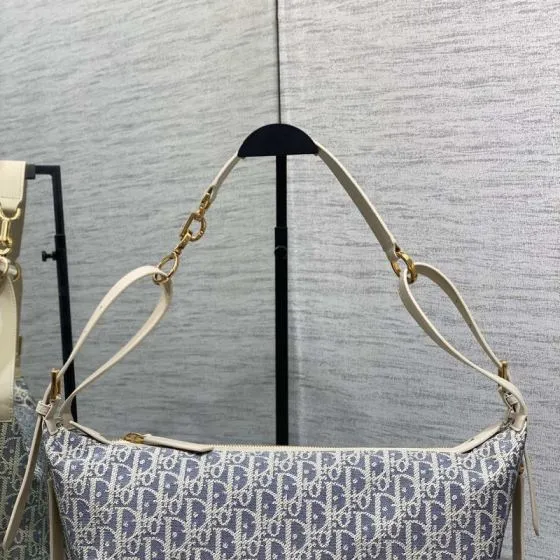 Dior Blue Oblique Jacquard with White Leather shoulder — 1:1 Replica