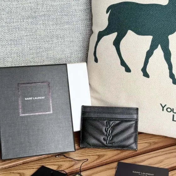 Saint Laurent Classic Card Holder Black Grained Leather everyday — 1:1 Replica
