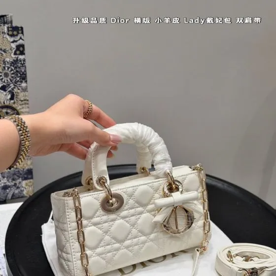 Dior Lady White small shoulder Premium Replica