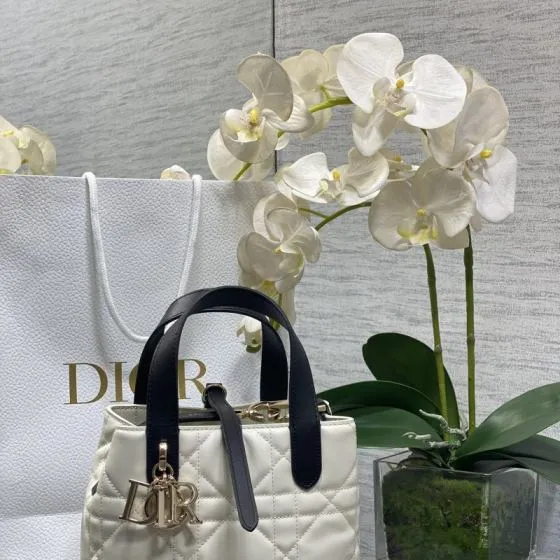 Dior Toujours White with black handles shoulder AAA Quality Replica