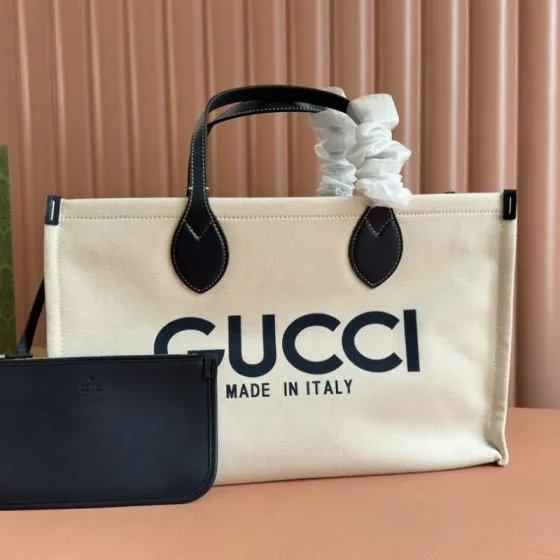 Gucci Beige and Navy tote Top Quality Replica