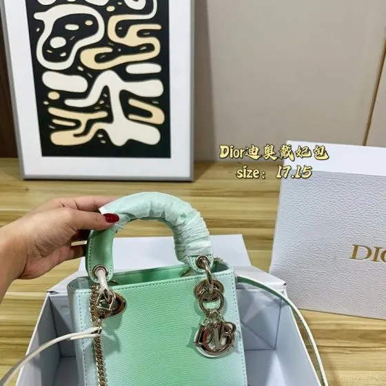 Dior Lady Mint Green 17cm crossbody Premium Replica