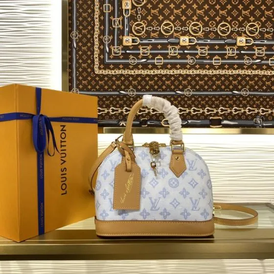 Louis Vuitton Alma BB White Blue Monogram BB crossbody AAA Quality Replica