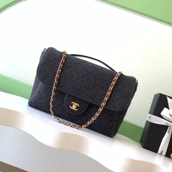 Chanel Dark grey felt shoulder Top Quality Replica