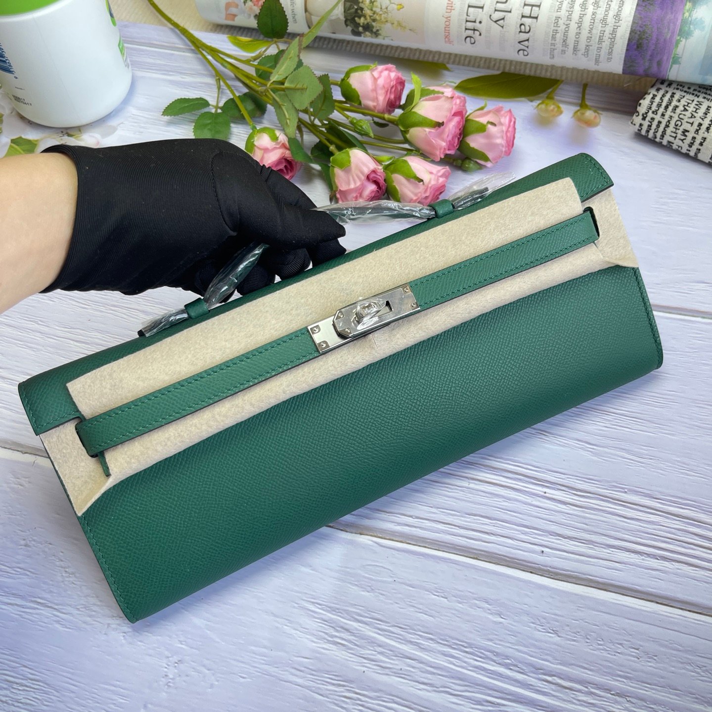 Hermes Kelly Cut Green Epsom 31 evening everyday