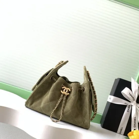Chanel Olive green suede crossbody AAA Quality Replica