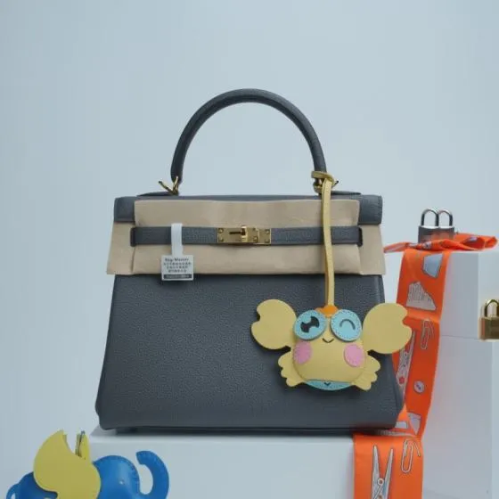 Hermes Kelly Blue-grey Togo leather handbag 1 1 Replica
