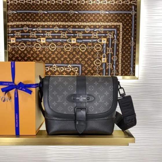 Louis Vuitton Saumur Monogram Eclipse crossbody AAA Quality Replica