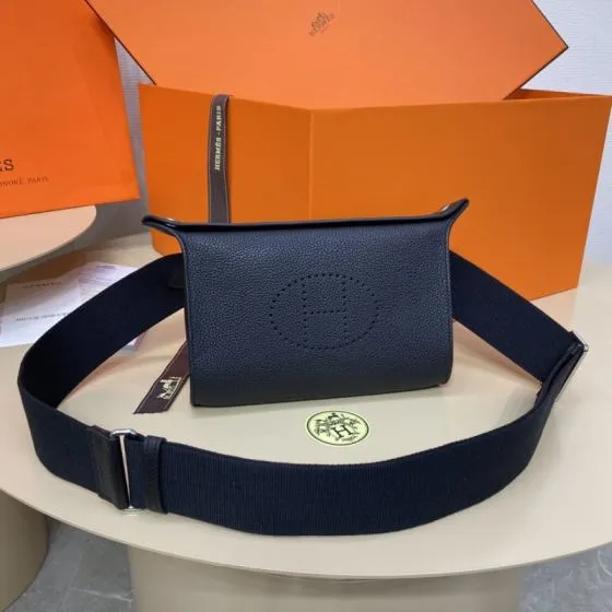 Hermes Evelyne Black leather crossbody — AAA Quality Replica