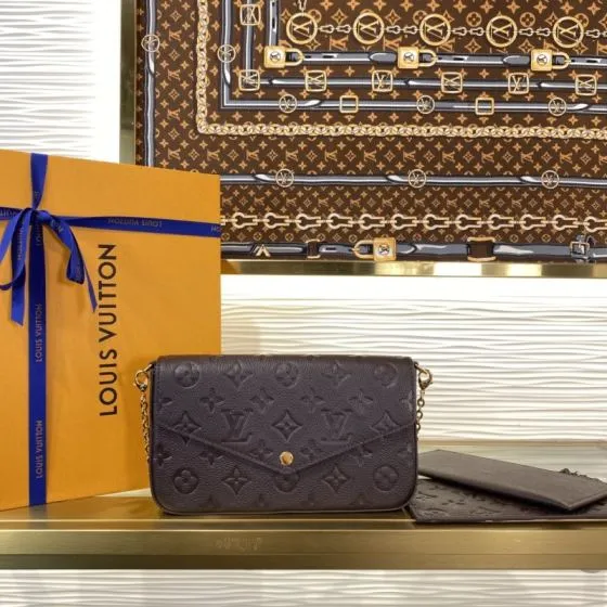 Louis Vuitton F licie Pochette Dark Brown Monogram Empreinte crossbody AAA Quality Replica