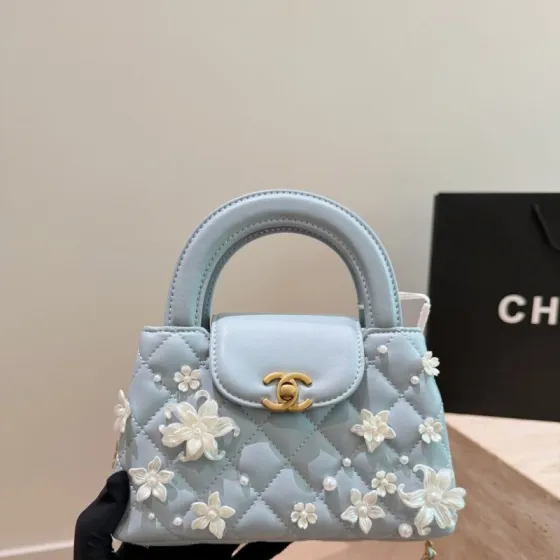 Chanel Kelly Light Blue mini top handle 1 1 Replica