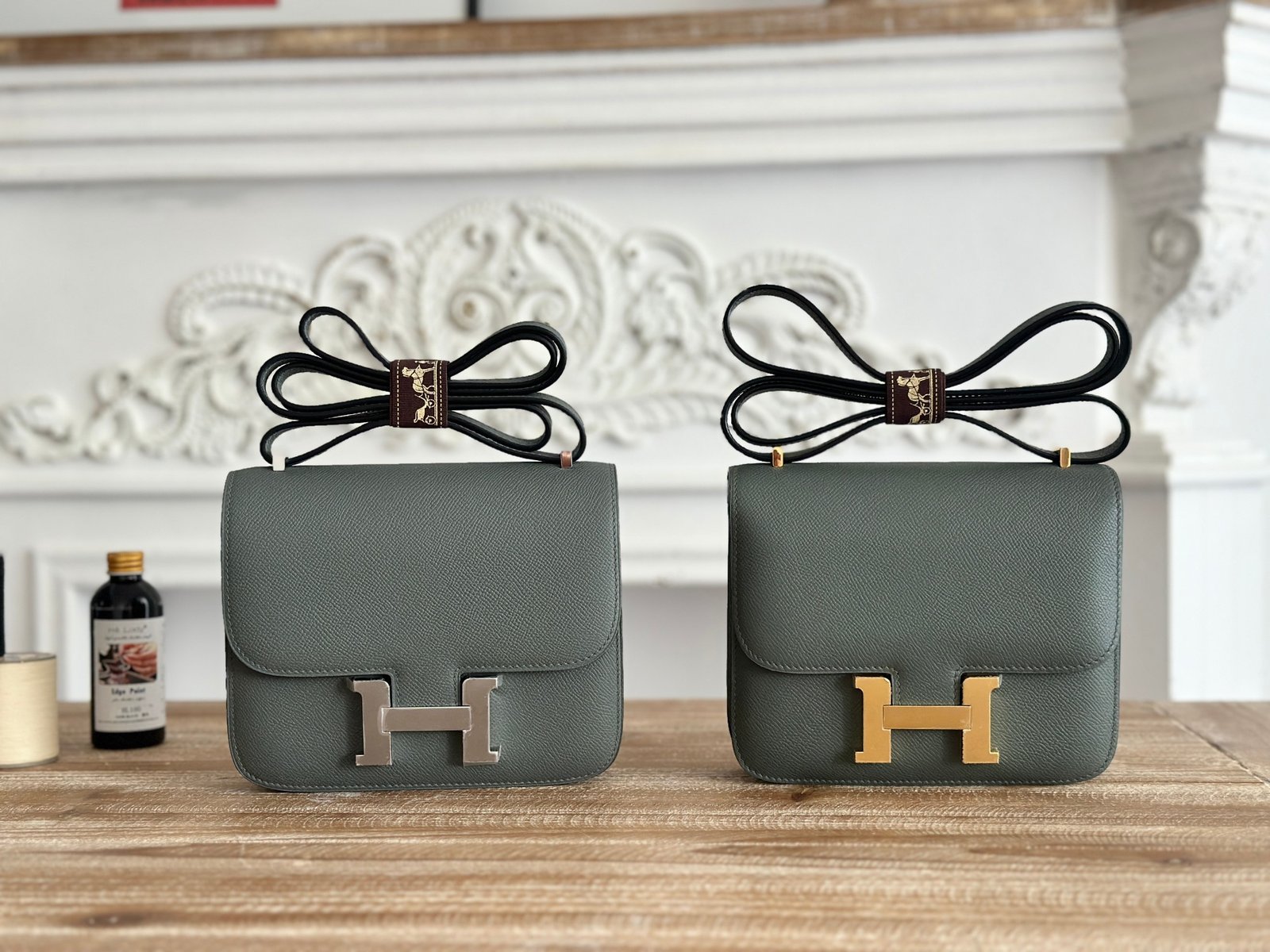 Hermes Constance Gray Green Epsom leather shoulder everyday