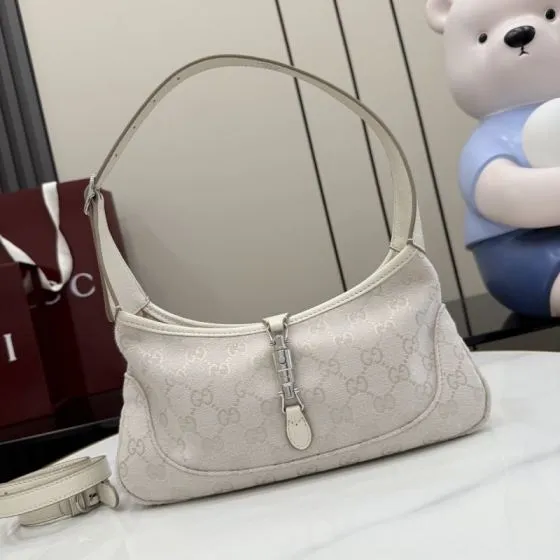 Gucci Jackie White GG canvas small shoulder 1 1 Replica