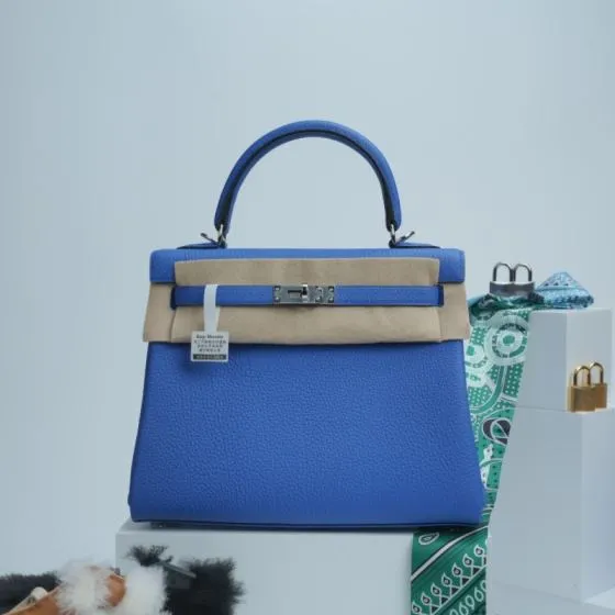 Hermes Kelly Blue and Beige Togo leather everyday Premium Replica