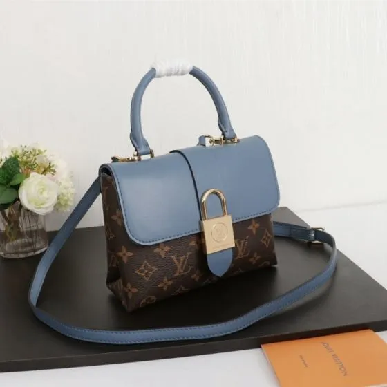 Louis Vuitton M43577 Monogram with Blue Leather 20x16cm shoulder bag Top Quality Replica