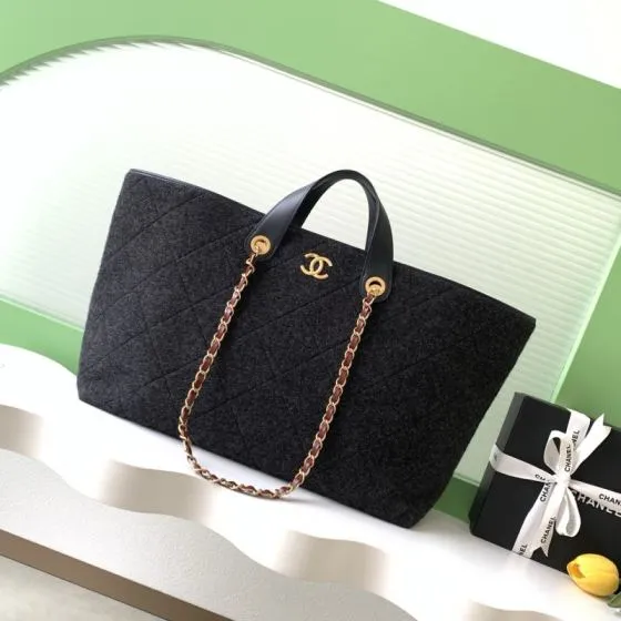 Chanel Dark grey felt tote AAA Quality Replica
