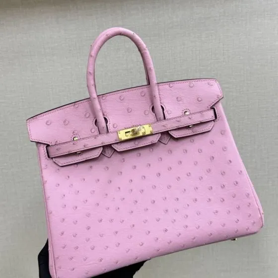 Hermes Birkin 25 Pink ostrich 25 handbag — Top Quality Replica