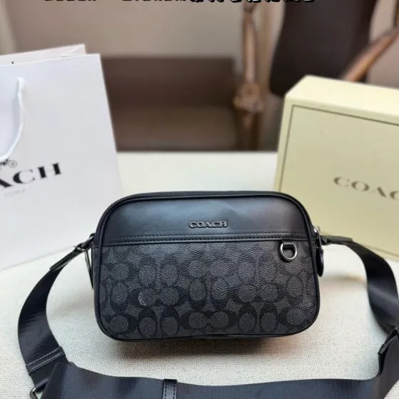 Coach Graham Black signature coated canvas 24cm crossbody Premium Replica