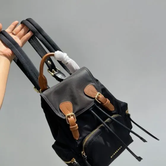 Burberry Black nylon with brown leather trim 26x16x11cm backpack Top Quality Replica