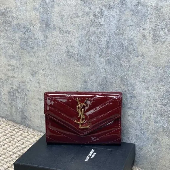 Saint Laurent Monogram Burgundy patent leather evening — Top Quality Replica