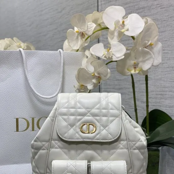 Dior Caro backpack White large everyday — 1:1 Replica