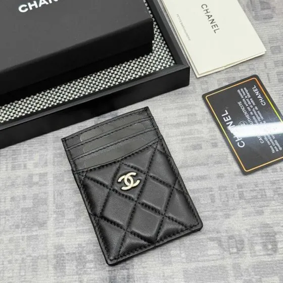 Chanel Black quilted leather card holder 1 1 Replica