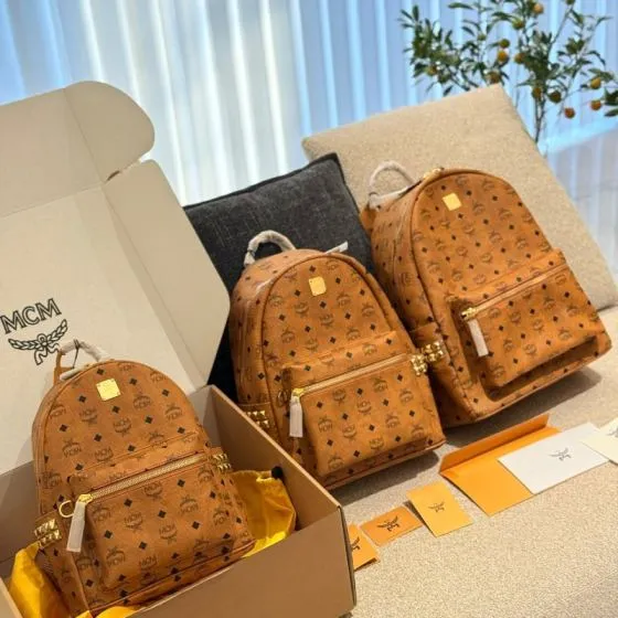 MCM Stark Cognac Visetos 26x32x12 5cm backpack Premium Replica