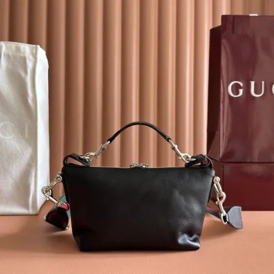 Gucci Brera Black leather shoulder Top Quality Replica