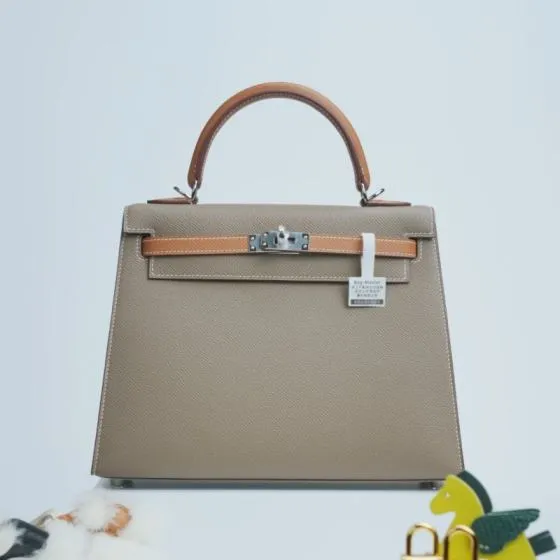 Hermes Kelly Etoupe Tan Epsom shoulder Premium Replica