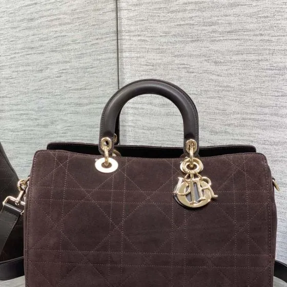 Dior Lady Brown suede shoulder 1 1 Replica