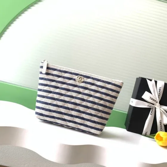 Chanel Blue and Beige striped canvas small everyday AAA Quality Replica