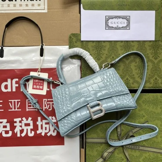 Balenciaga Hourglass Blue 23x14x10cm shoulder bag 1 1 Replica
