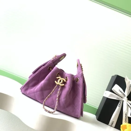 Chanel Purple suede crossbody 1 1 Replica